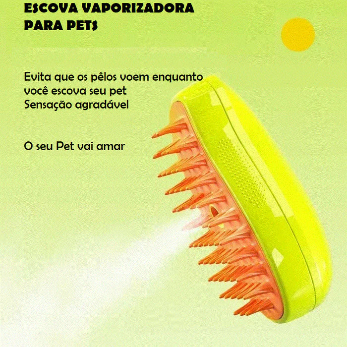 Escova a Vapor para Remoção de Pelos de Cães e Gatos